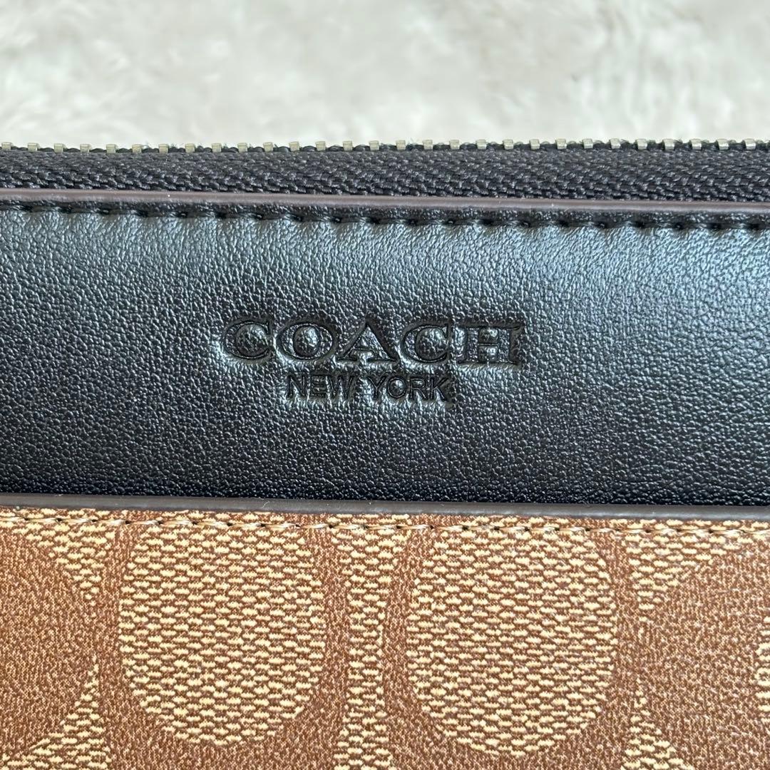 【新品】コーチ 長財布 ブラウン ブラック シグネチャー レディース メンズ　R