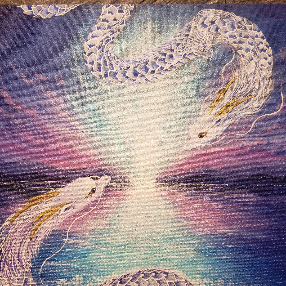 No.440 龍神 双龍 蓮 風景画 絵画 開運絵画