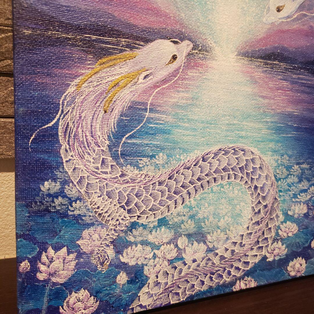 No.440 龍神 双龍 蓮 風景画 絵画 開運絵画