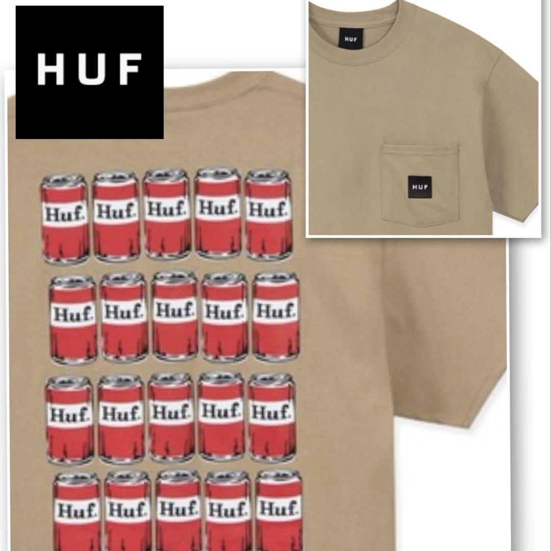 HUF ハフ 半袖Tシャツ　胸ポケット　ボックスロゴ　缶デザイン L