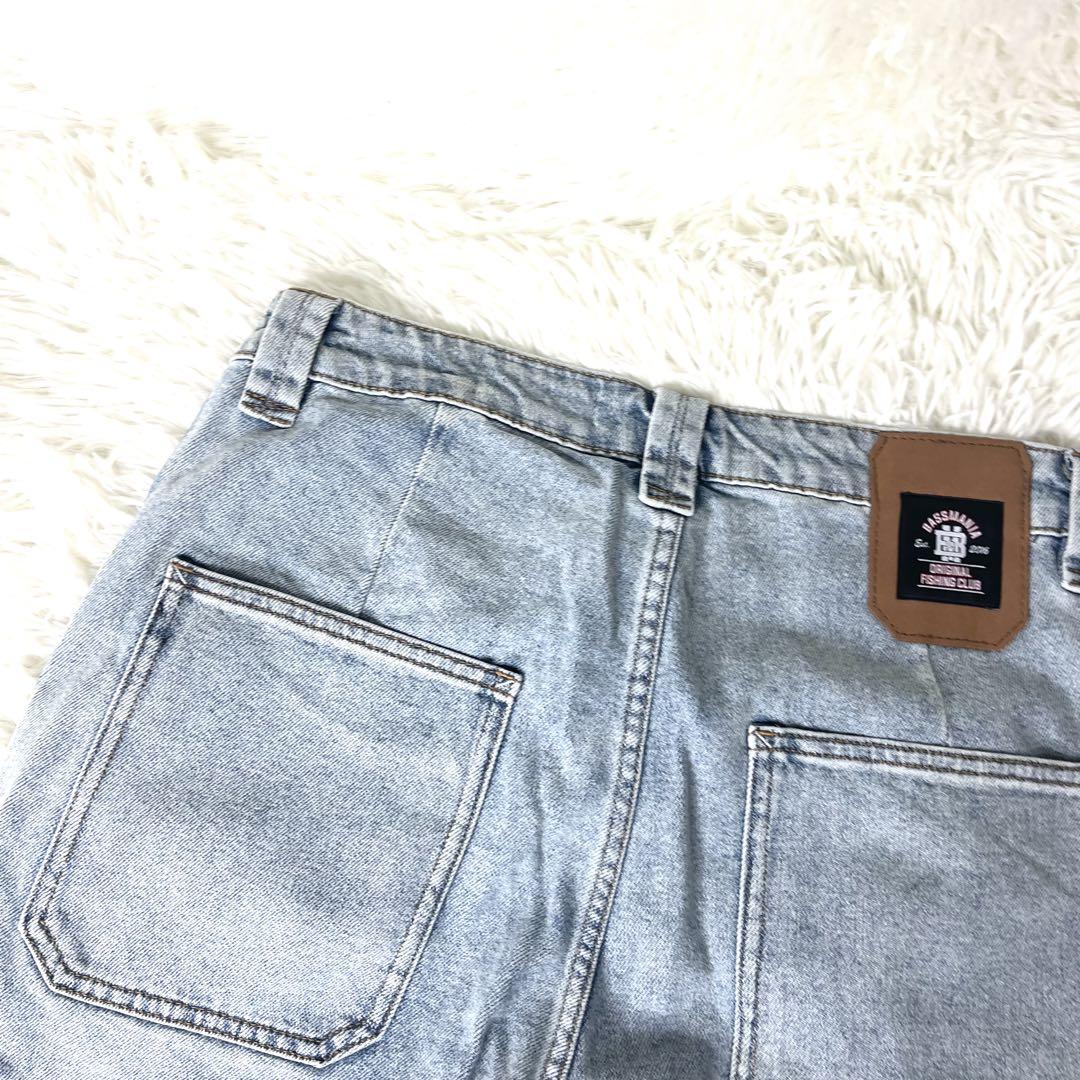 【美品】 BASSMANIA BM BONE LOGOテーパードデニム XL