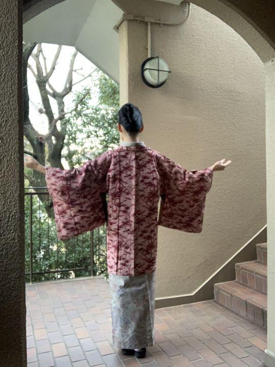 正絹 羽織 モーヴピンク 型染めちりめん⭐︎