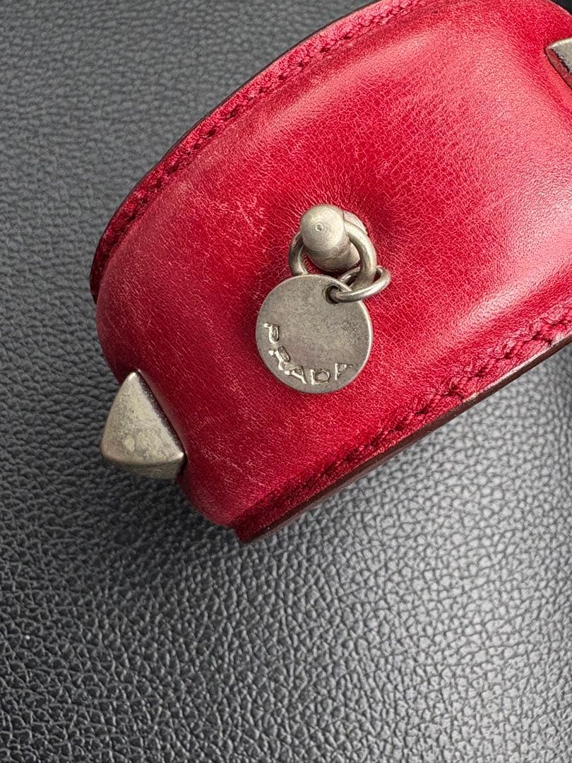 Archive PRADA Leather Studs Bracelet Red Archive PRADA Leather Studs Bracelet Red