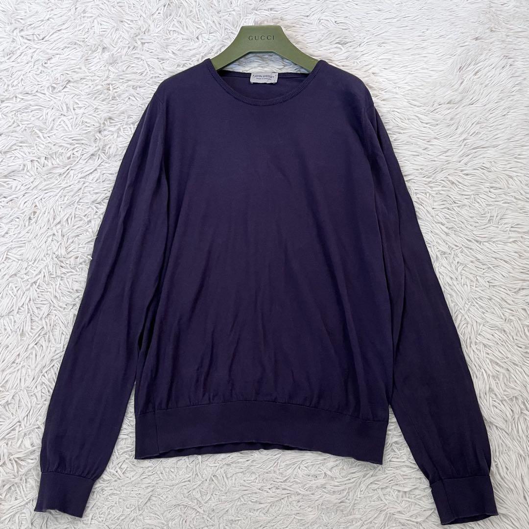 ✨美品✨ジョンスメドレー　長袖ニット　シーアイランドコットン　ハイゲージ　紺　Ｌ ✨美品✨ジョンスメドレー 長袖ニット シーアイランドコットン