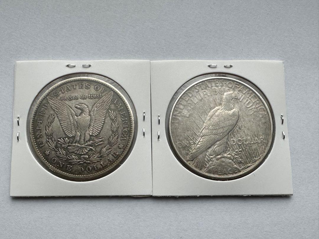 アメリカ銀貨 モルガンダラー ピースダラー 銀貨2枚 本物 状態