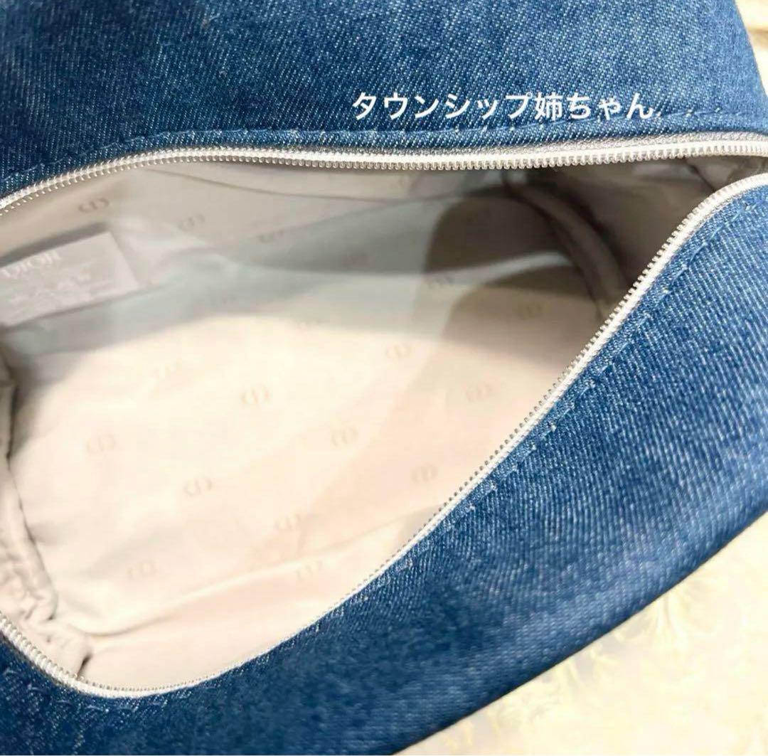 ディオール ノベルティ スクエア 刺繍ポーチ デニム 箱付き正規