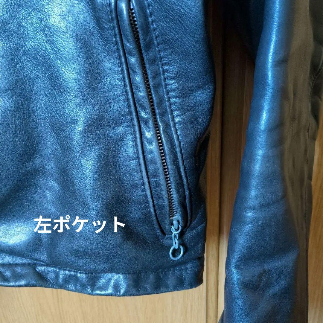 ＃ヴィンテージ　ブラックレザー シングルライダースジャケット