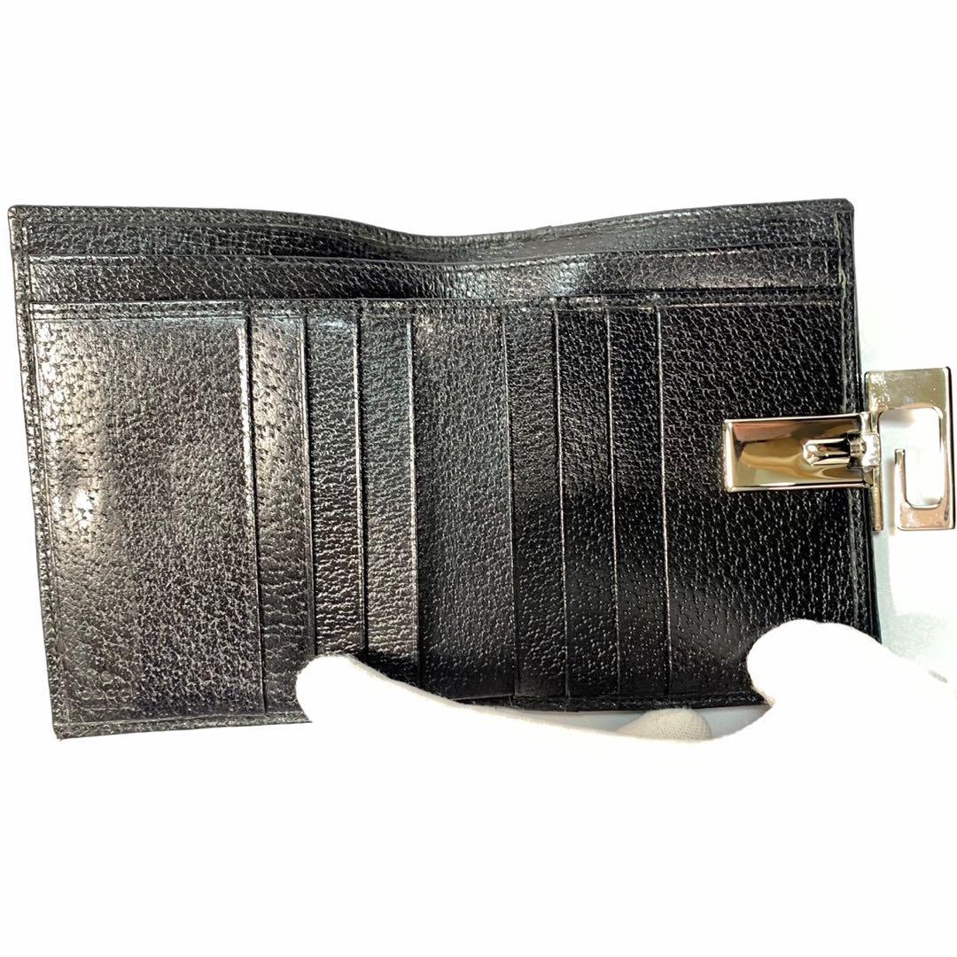 【美品】GUCCI グッチ　Gクリップ　２つ折り財布　ブラック　レザー