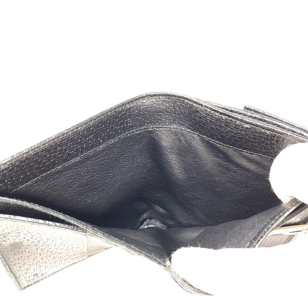 【美品】GUCCI グッチ　Gクリップ　２つ折り財布　ブラック　レザー