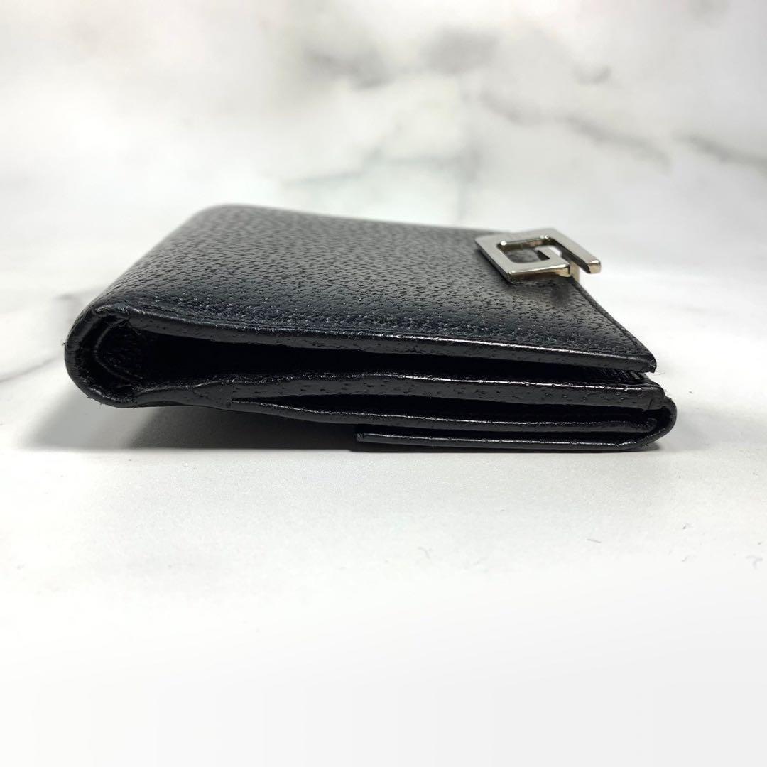 【美品】GUCCI グッチ　Gクリップ　２つ折り財布　ブラック　レザー