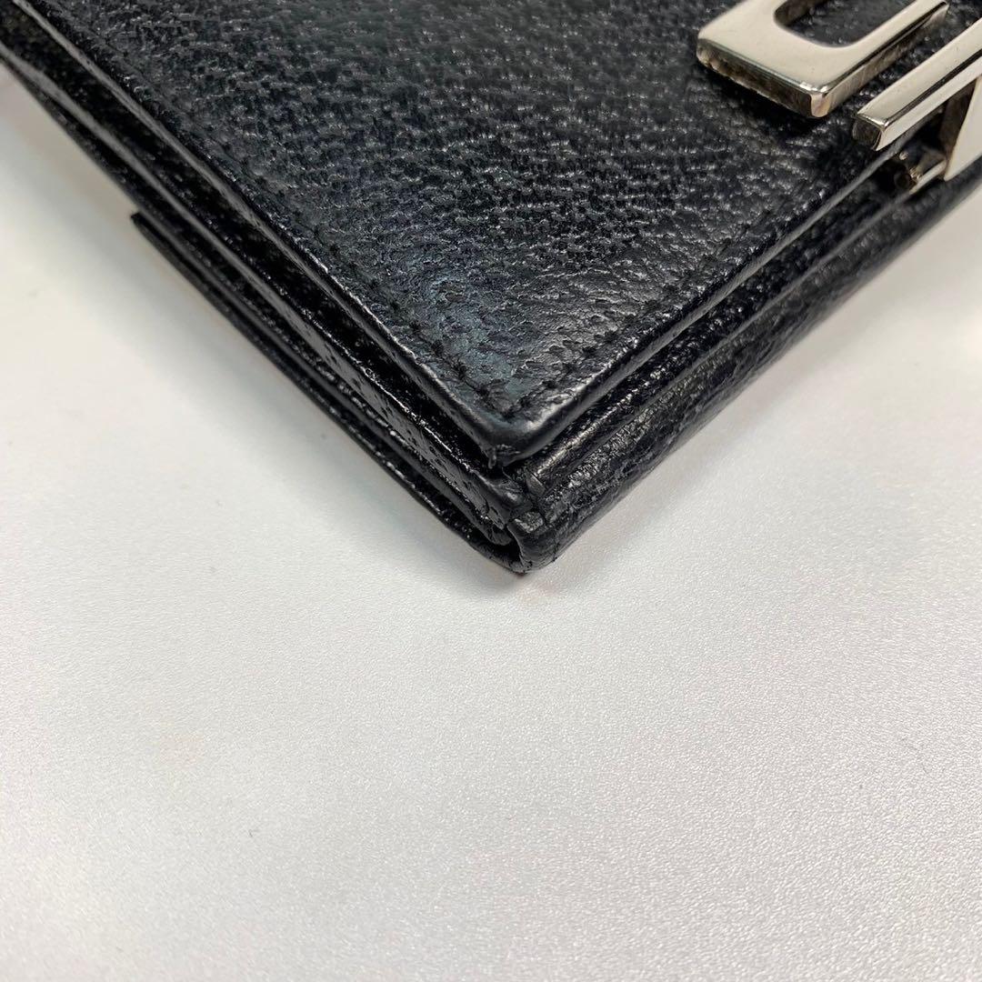 【美品】GUCCI グッチ　Gクリップ　２つ折り財布　ブラック　レザー