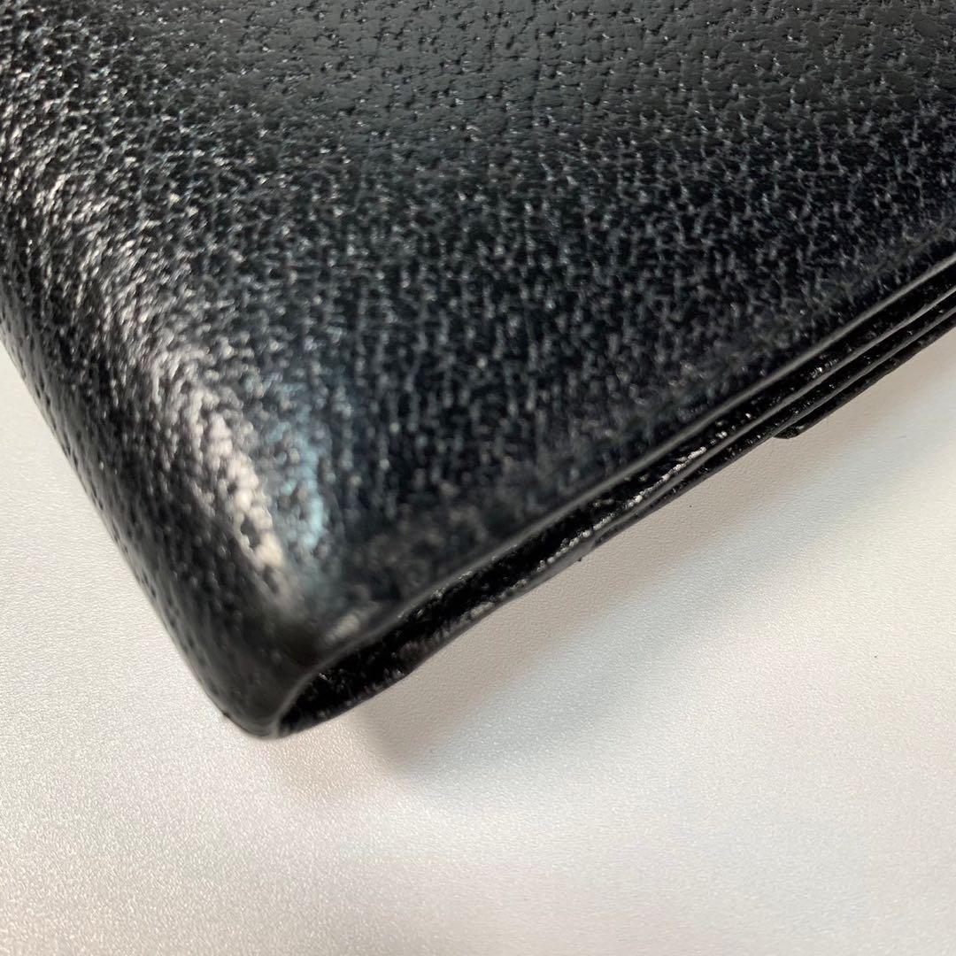 【美品】GUCCI グッチ　Gクリップ　２つ折り財布　ブラック　レザー