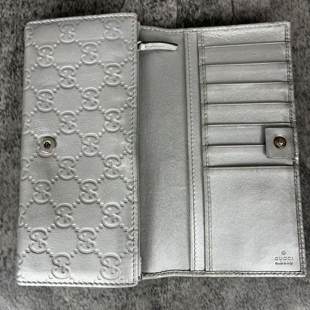 【GUCCI】インターロッキング GG シルバー 長財布