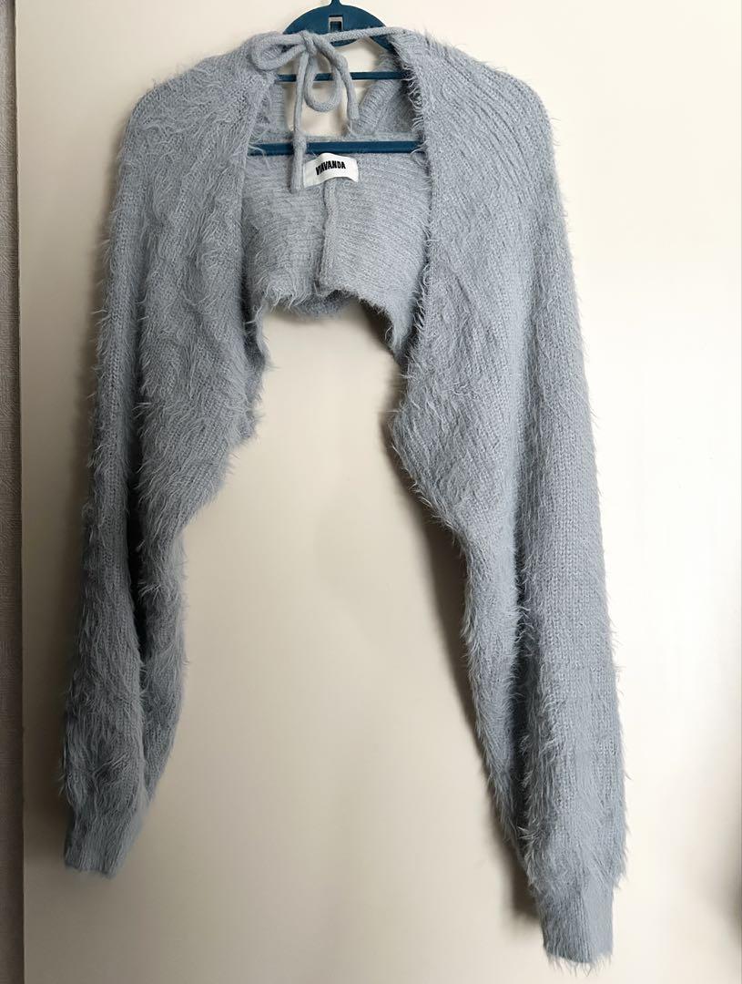 VIAVANDA 2WAY HOODED MUFFLER KNIT ライトブルー