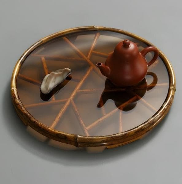 幾何学模様 円形トレイ