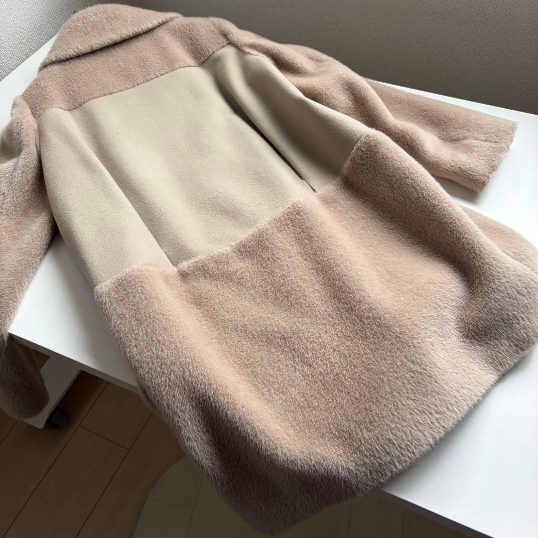 極綺麗‼️アルパカウール切替✨ふんわりコート✨イタリア製✨近年物