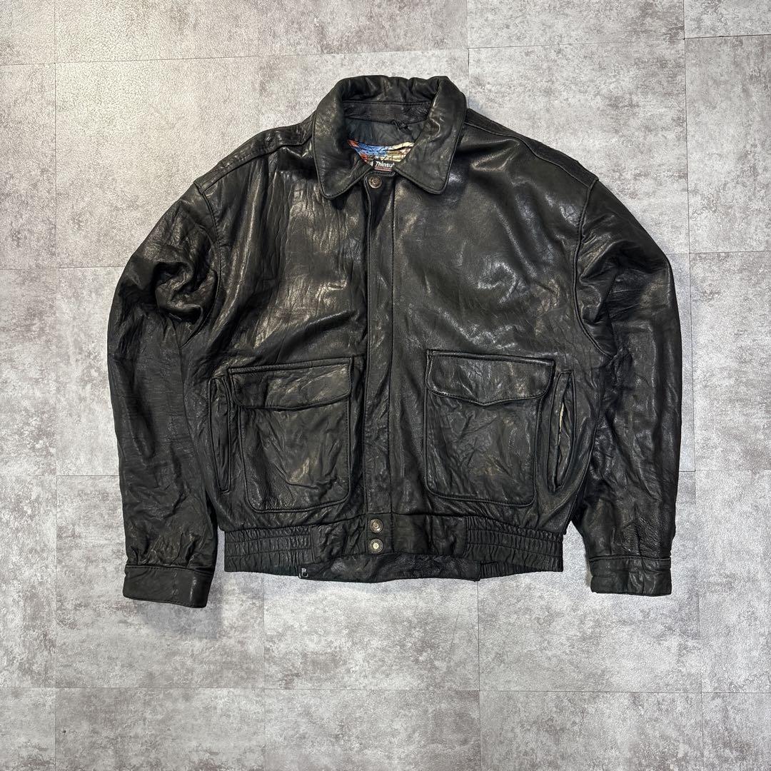 ファッション 90s メルカリ - jkt bomber leather real A-2 vtg ジャケット・アウター