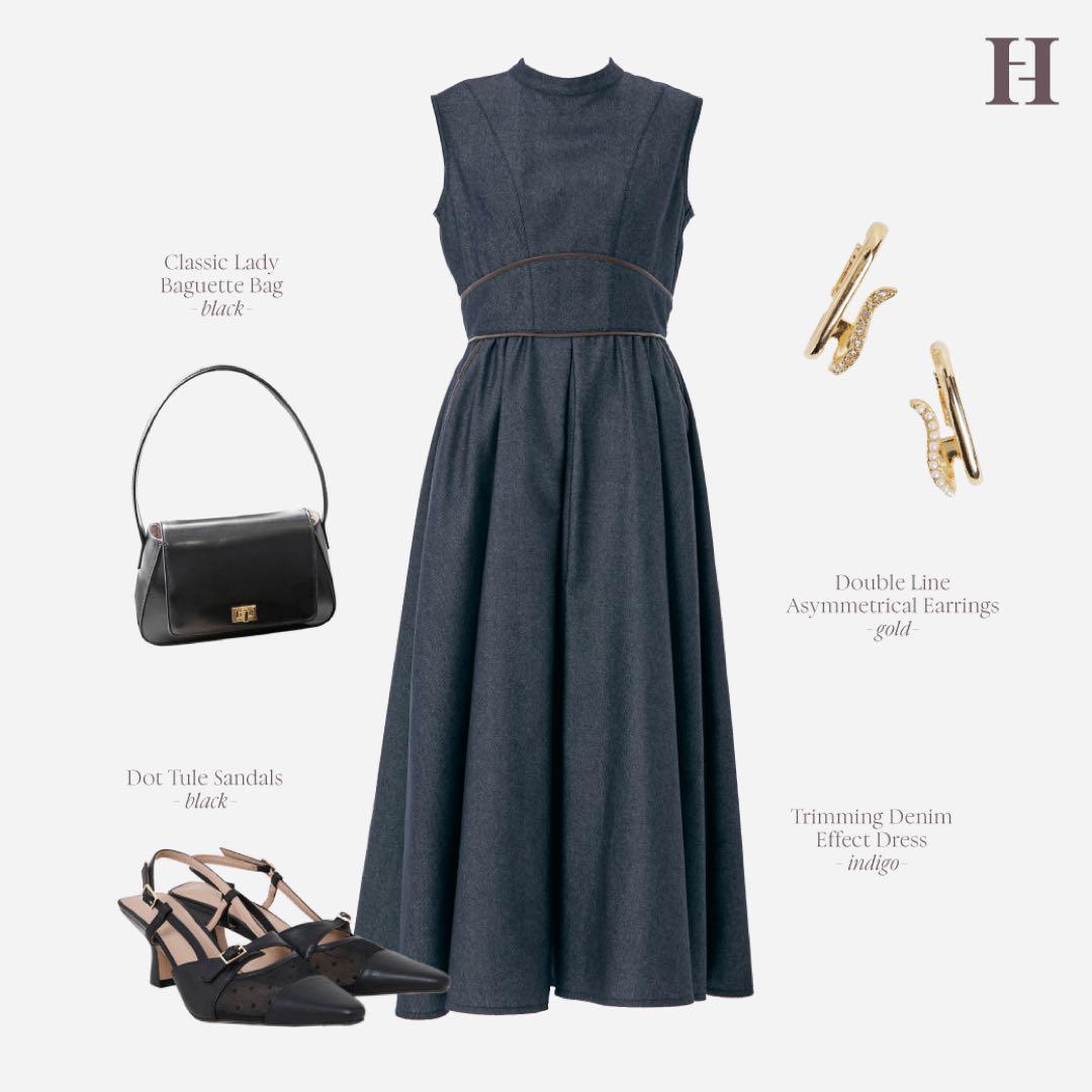 Herlipto Trimming Denim Effect Dress M