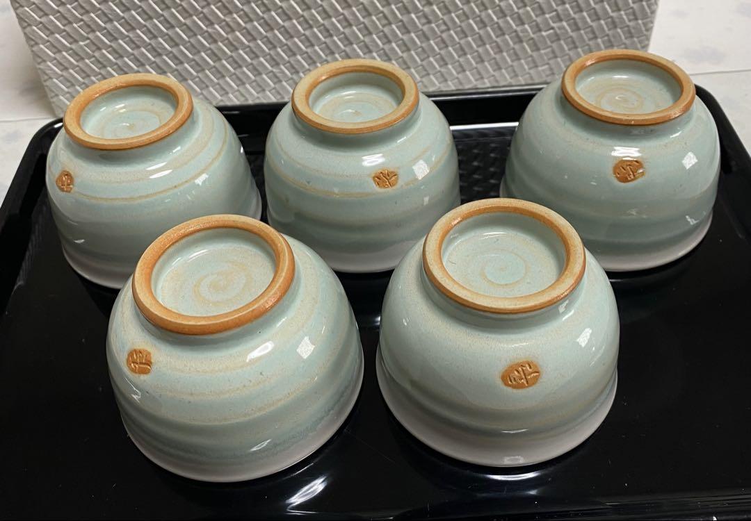 青緑色 湯飲み 5個セットと湯冷しと皿 4,950円