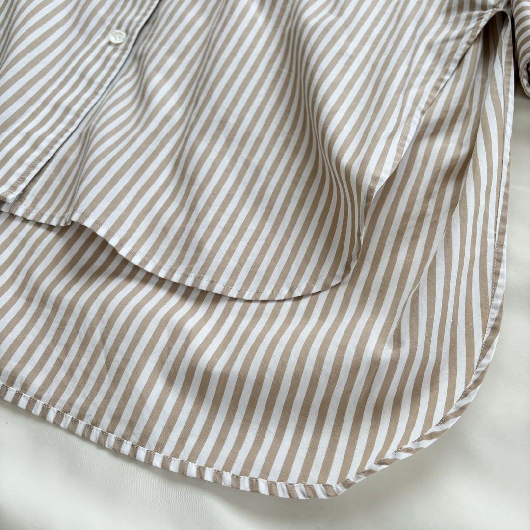 23区 CANCLINI 羽織れる バンドカラー ロングシャツ ストライプ 新品✨23区 CANCLINI 羽織れる バンドカラー ロングシャツ
