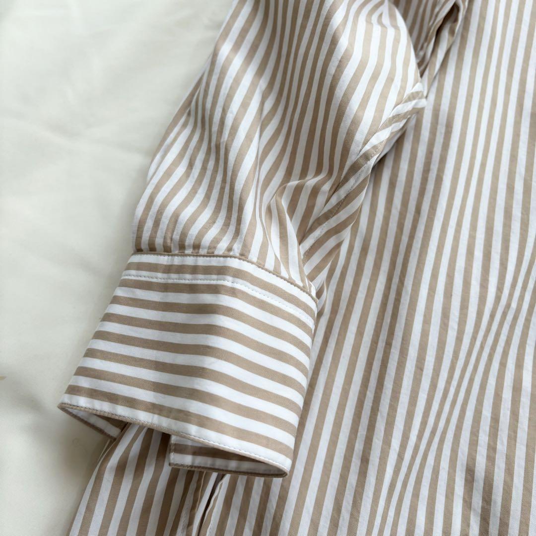 23区 CANCLINI 羽織れる バンドカラー ロングシャツ ストライプ 新品✨23区 CANCLINI 羽織れる バンドカラー ロングシャツ