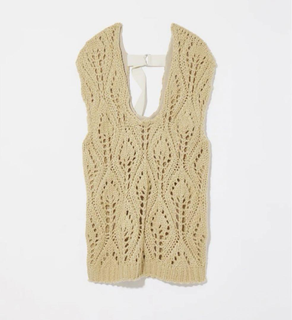トップス Eaphi U NECK LEAF PATTERN KNIT VEST Eaphi U NECK LEAF PATTERN KNIT VEST
