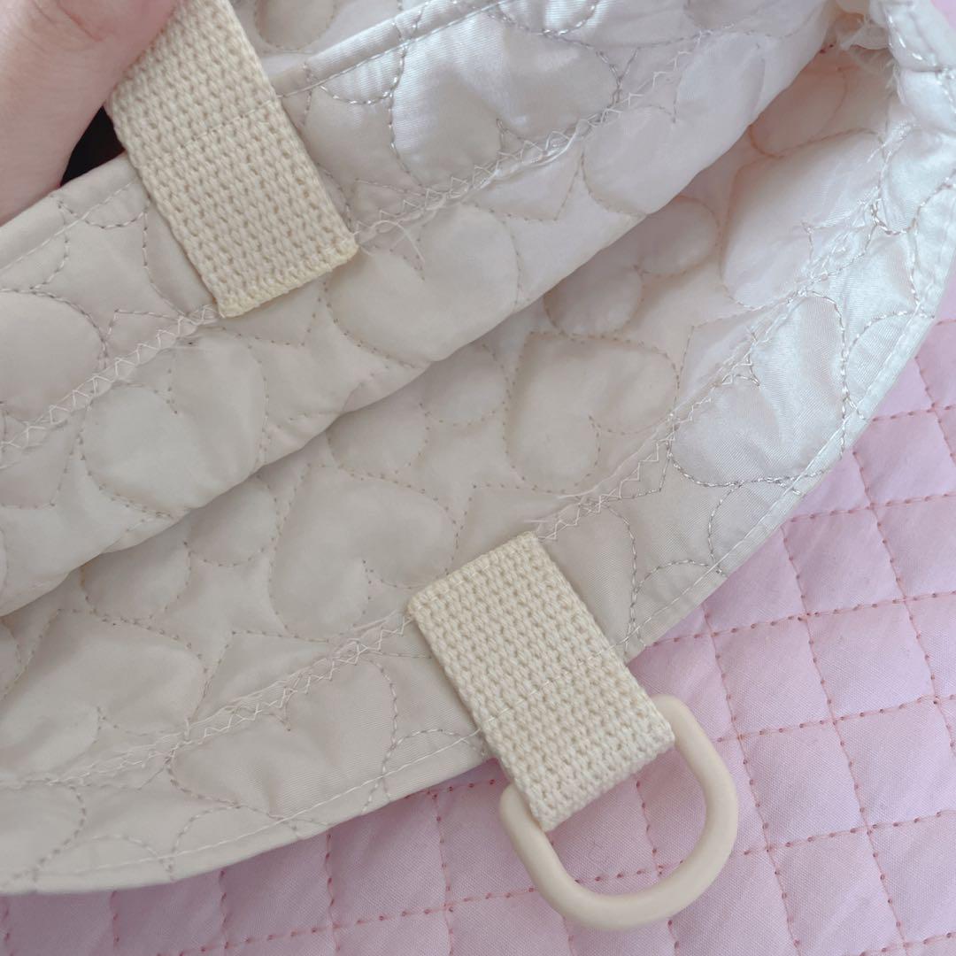 レッスンバッグ.体操服入れ.上靴袋3点セット♡ハート柄キルティング(ホワイト)