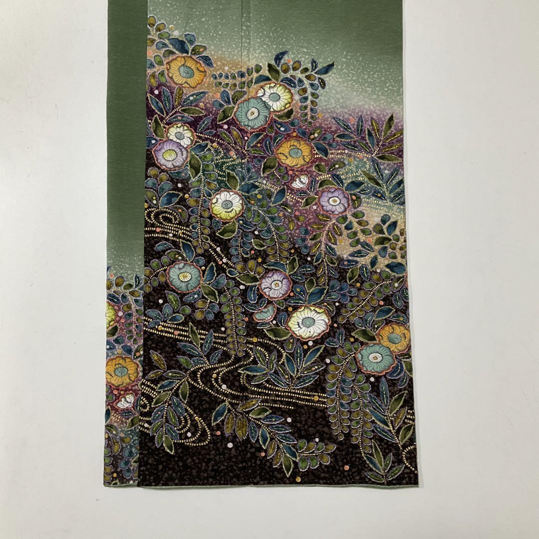 (処分市) No.1858 未使用正絹作家物辻が花金彩訪問着　落款　美品