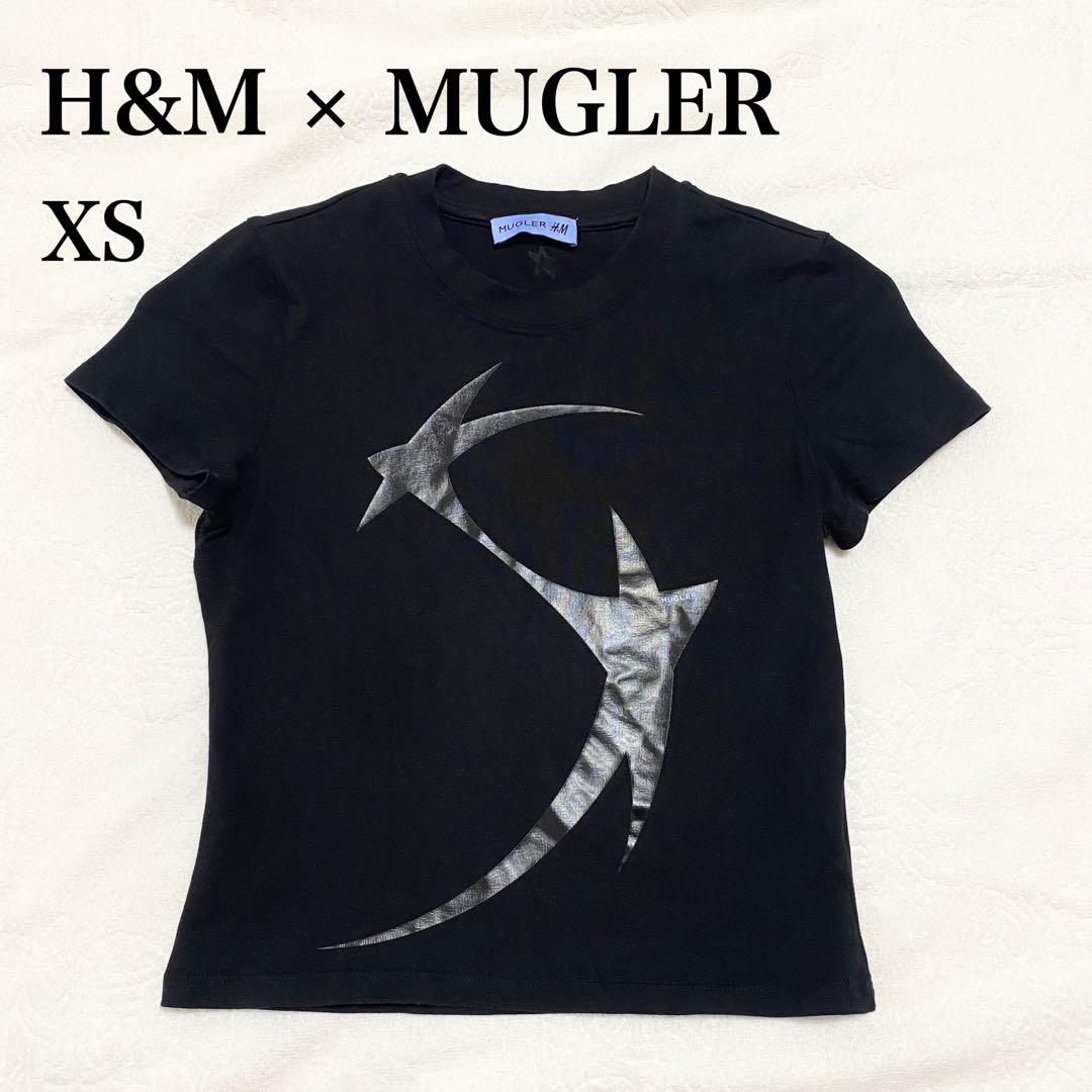 シモンズグランドセール H&M MUGLER／ミュグレー／プリントTシャツ／黒／XS - メルカリ トップス