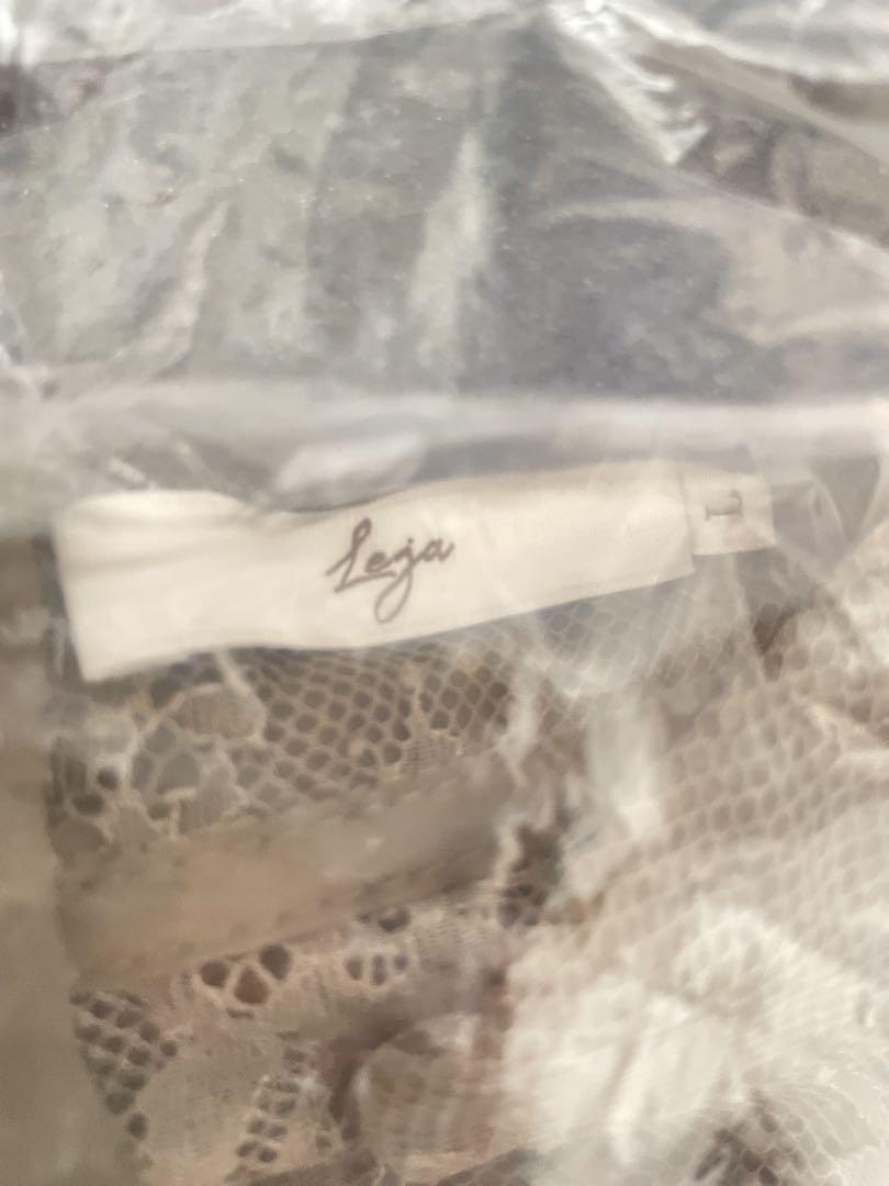 【美品】Leja ハイネック花柄レースロングドレス グリーン L