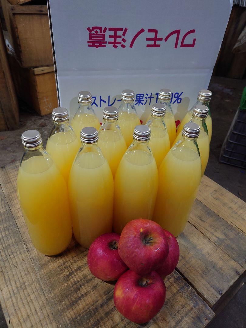 青森りんご　サンふじ100%　りんごジュース　1L12本入り 送料込　春絞り