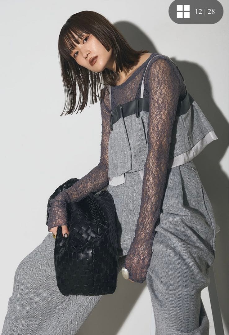 ANDREA&Co. ヘリンボーン異素材ビスチェ+ヘリンボーンパンツ