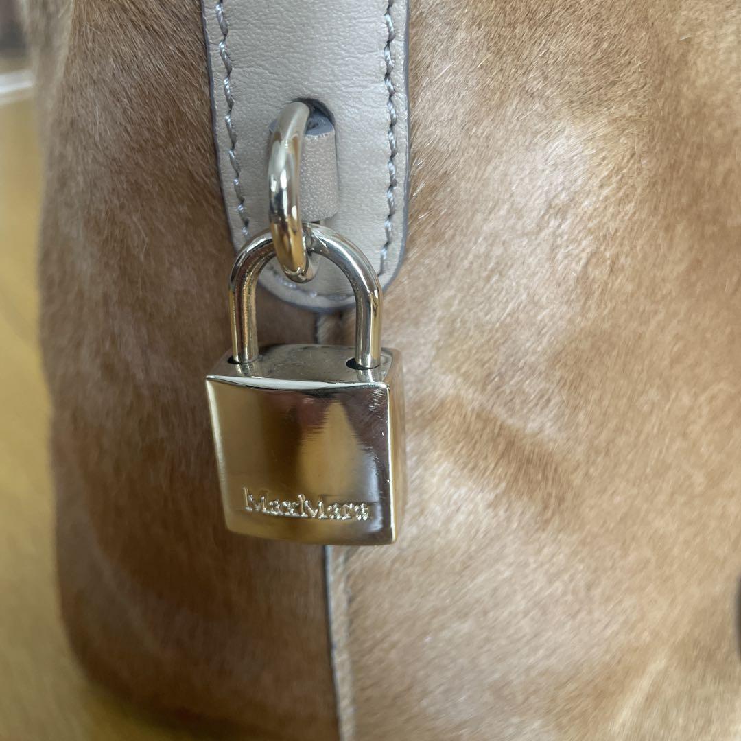 全日本送料無料 ♡ハンドバッグ MaxMara ブラウン/ベージュ 定価13万 ハラコ バッグ