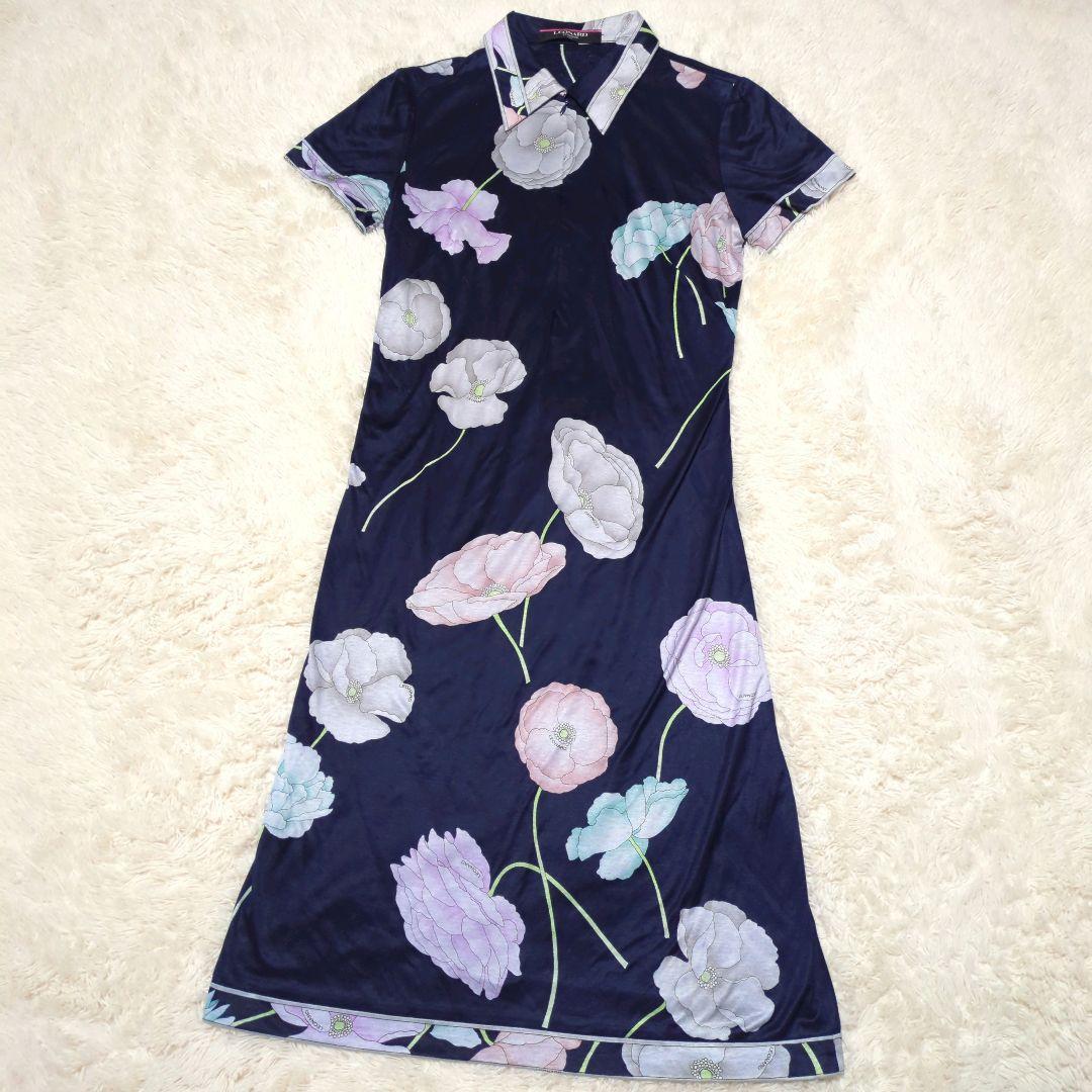 極美品！LEONARD　ロングフレアワンピース　L　花柄