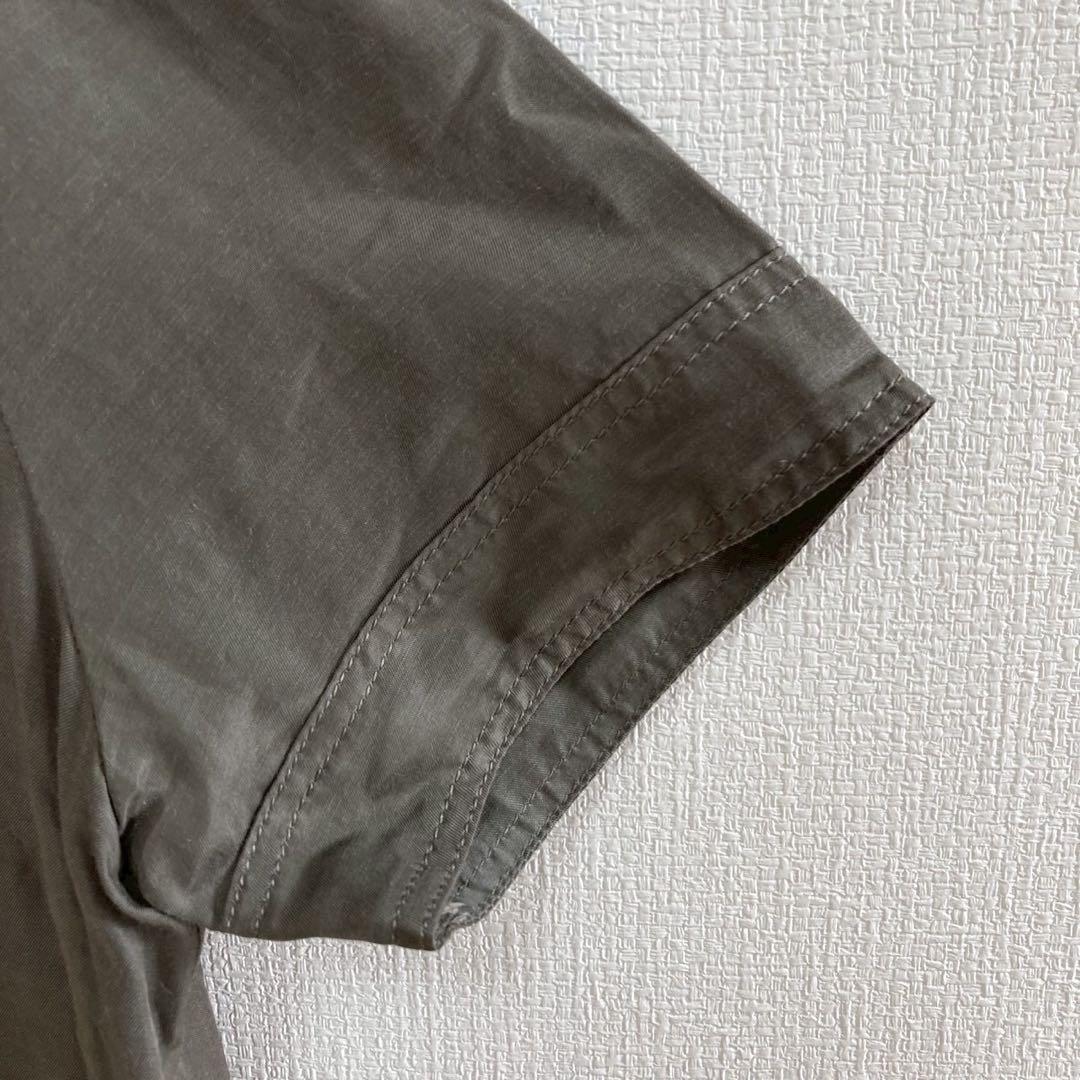 美品 ロートレアモン【40】半袖シャツワンピース フレア ウエストタック 麻混
