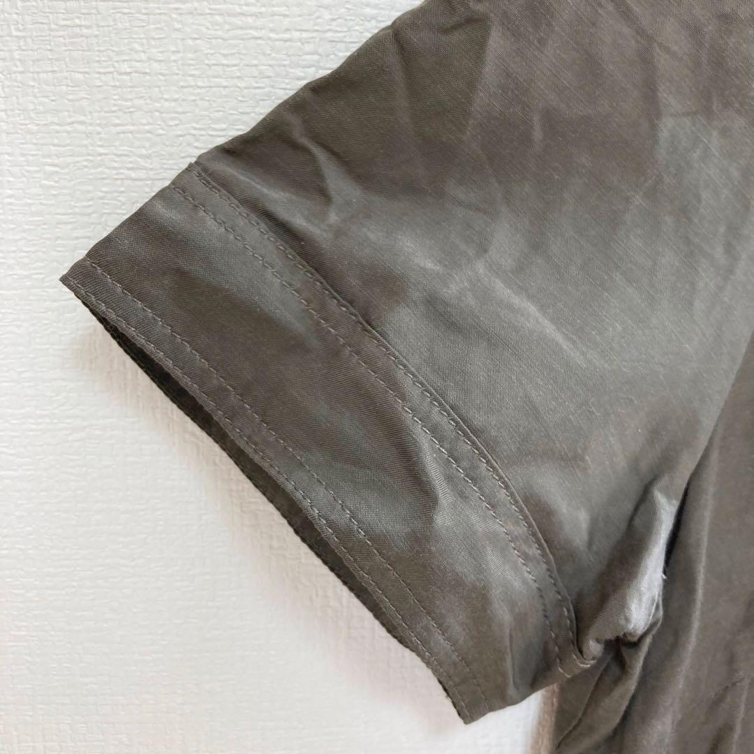 美品 ロートレアモン【40】半袖シャツワンピース フレア ウエストタック 麻混