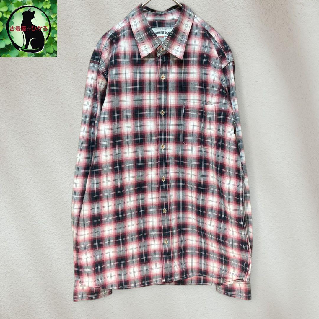 良品✨オンブレチェックシャツ　ネルシャツ Lサイズ