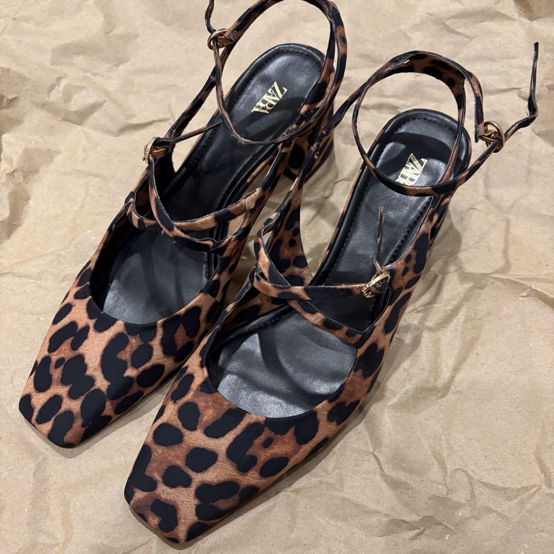 ZARA ヒョウ柄 レオパード柄 パンプス サンダル 38（24cm