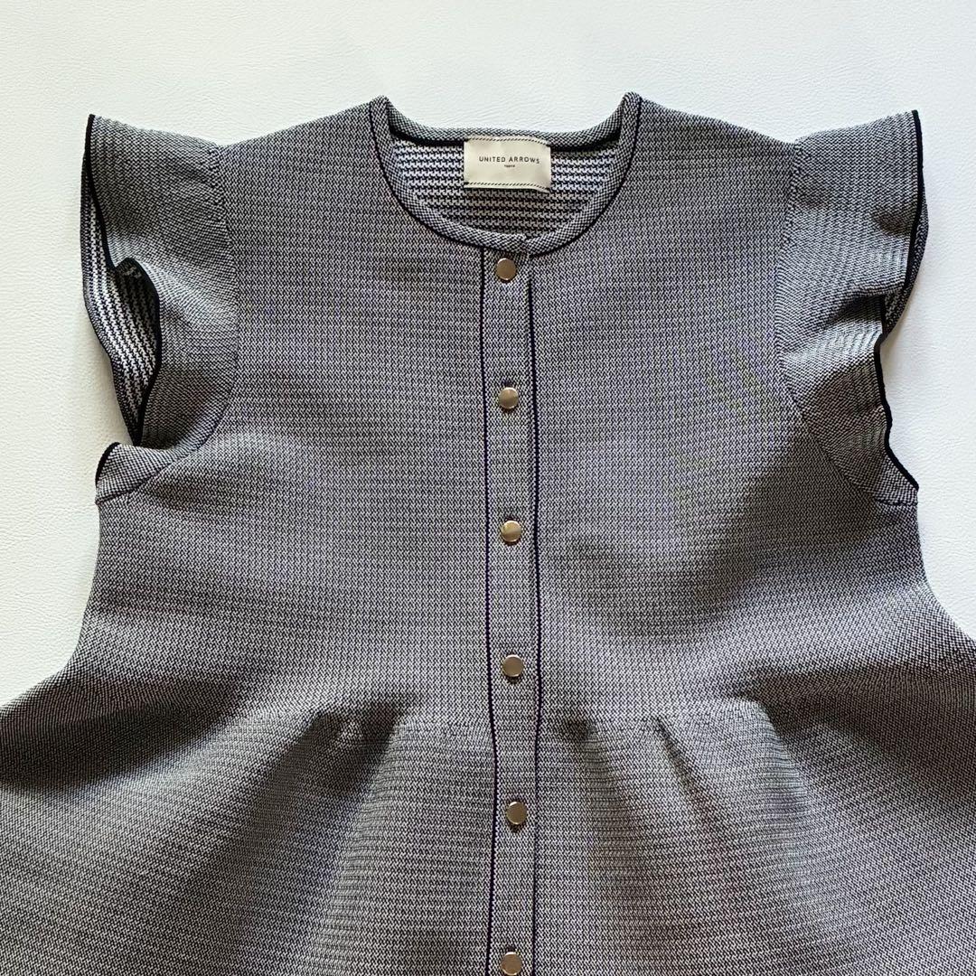 UNITED ARROWS ペプラム フリルスリーブ ジャカード ニットベスト 81cyMDi9BLL._UY350_.jpg