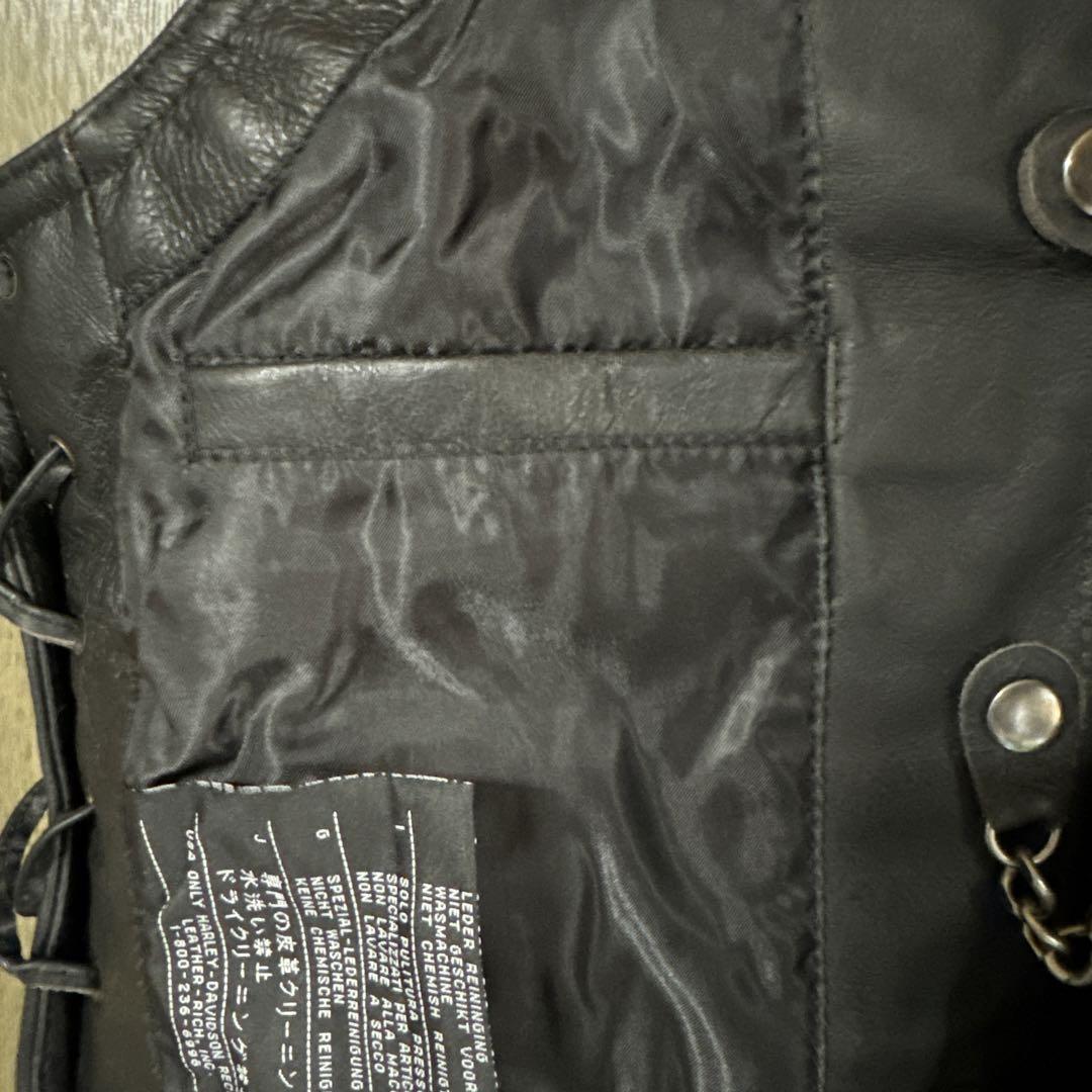 Harley-Davidson レザー ベスト 黒　M スカルデザイン　新品
