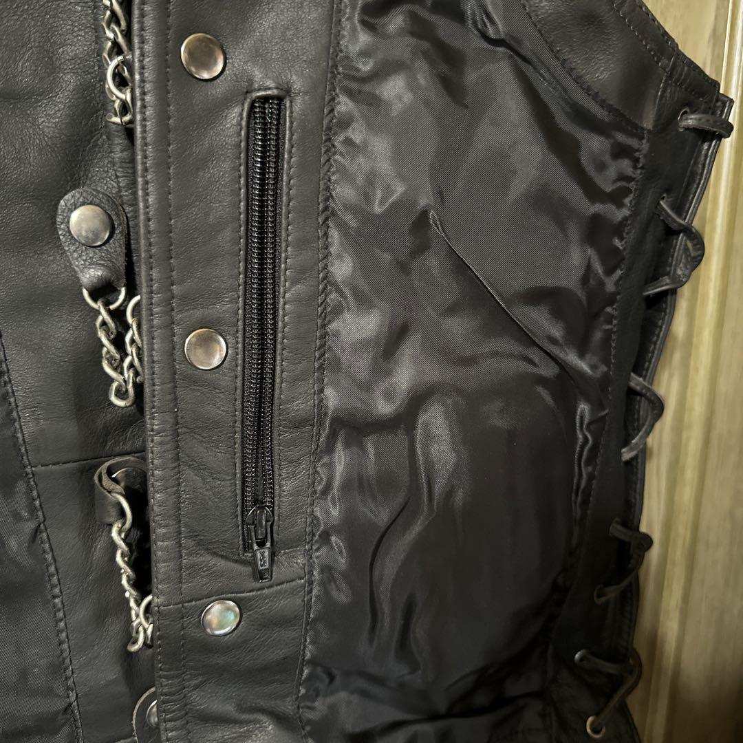 Harley-Davidson レザー ベスト 黒　M スカルデザイン　新品