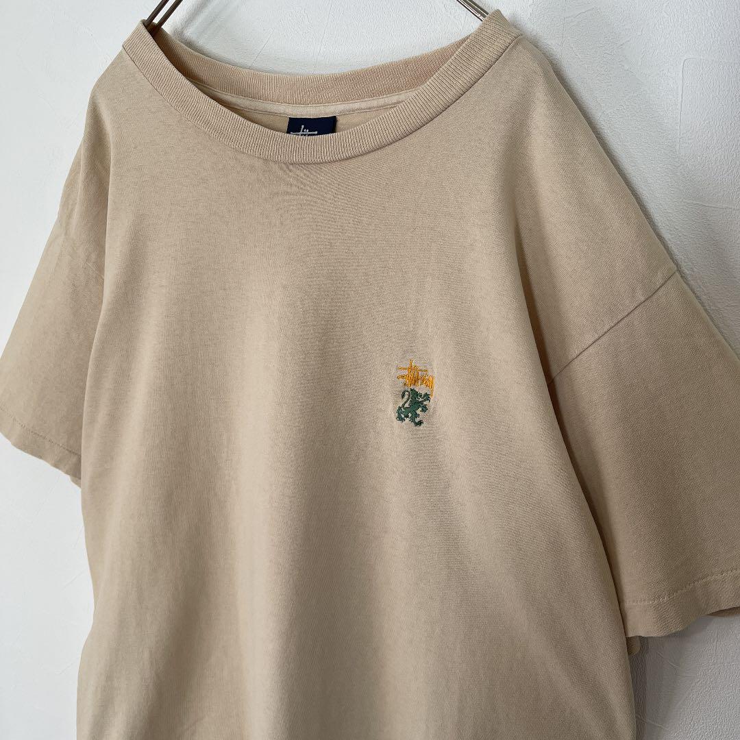STUSSY ステューシー Tシャツ 半袖 刺繍 ワンポイント ベージュ 茶色