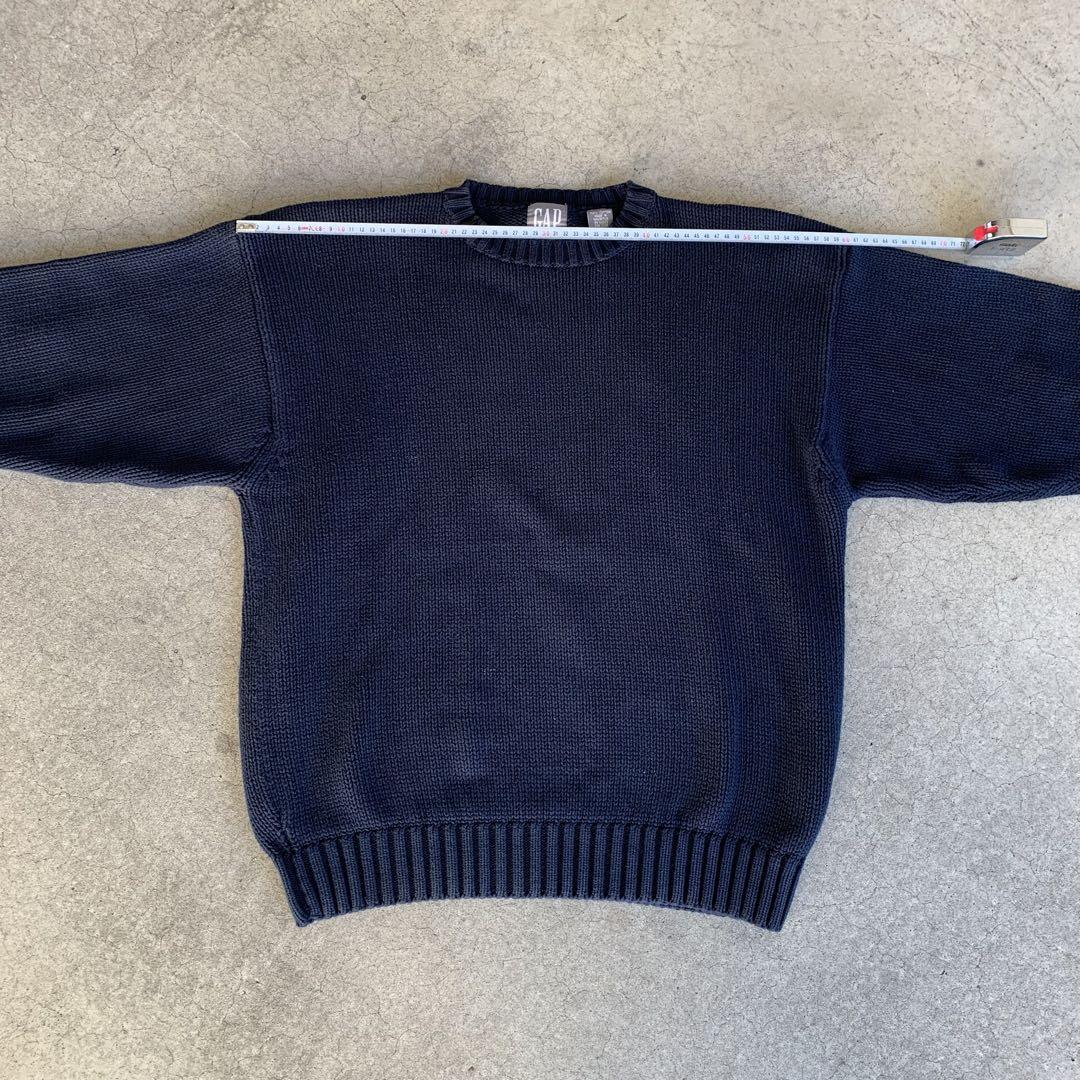 希少 OLD GAP コットンニット クルーネック セーター デカタグ 銀タグ