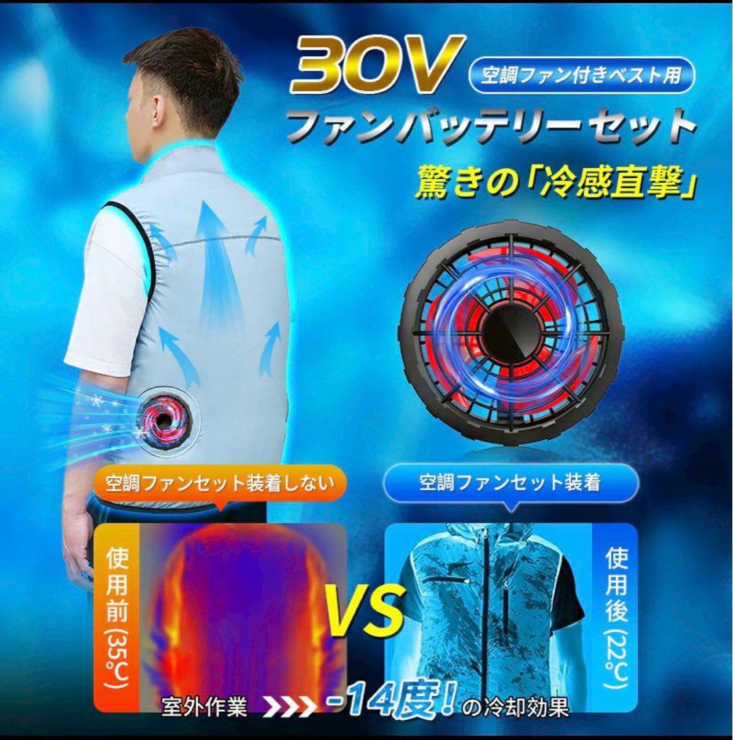 空調服 バッテリーファンセット バッテリー付き 大風量 低騒音 静音 作業服用