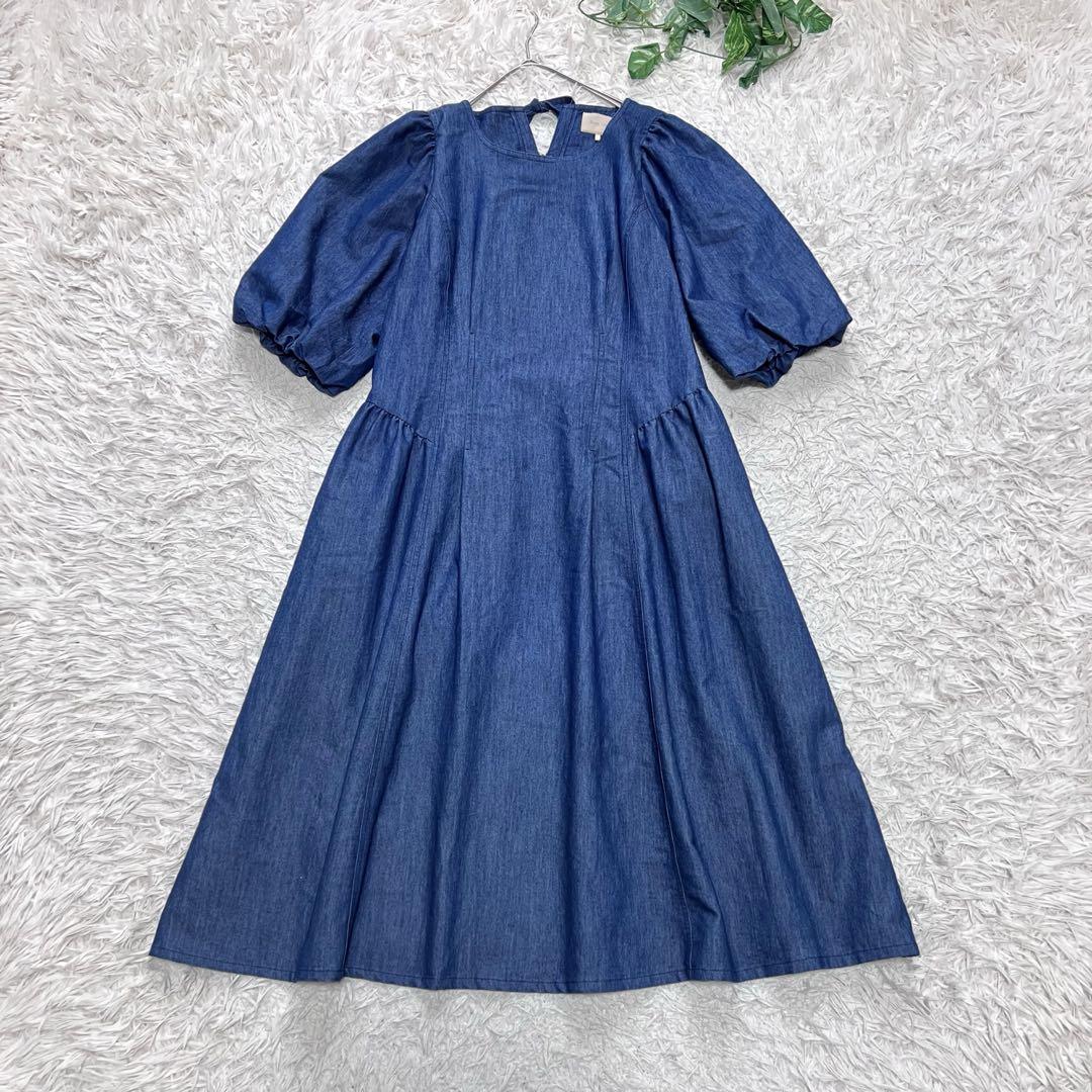 最大15%OFFクーポン 極美品 ロング デニムワンピース 大きいサイズ ローズティアラ ワンピース