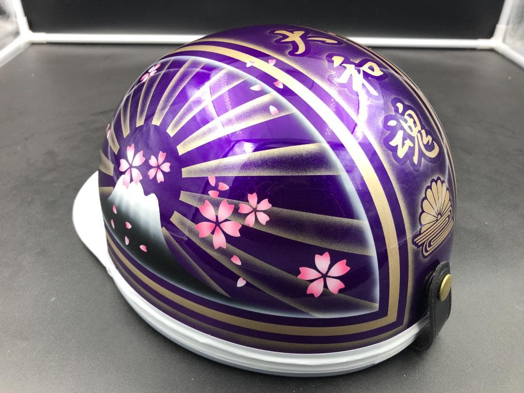 コルク半 カスタム 富士日章 三つボタン パープルゴールド ラメ ぼかし 桜 コルク半 カスタム 富士日章 三つボタン パープルゴールド ラメ ぼかし 桜