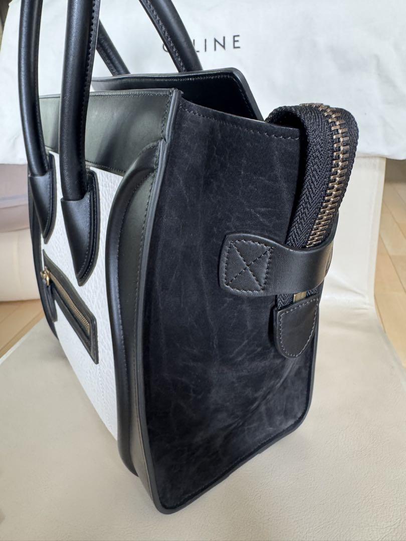 年末のプロモーション特価！ 新品同様☆ セリーヌ 白 黒 マイクロショッパー ラゲージ CELINE バッグ