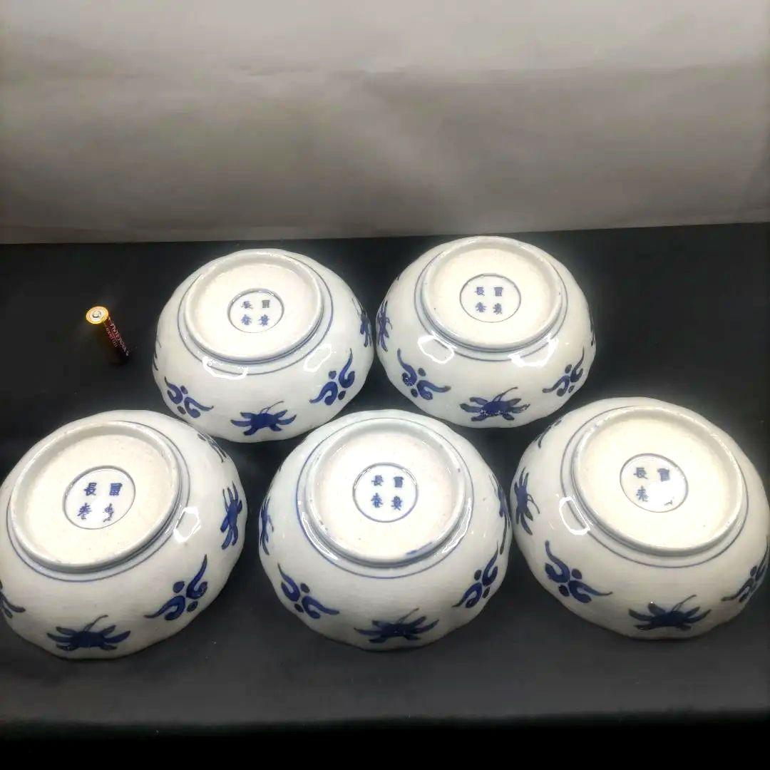有田焼　伊万里焼　古伊万里　金彩　色絵　富貴長春　なます皿　小鉢　小皿　5客　①