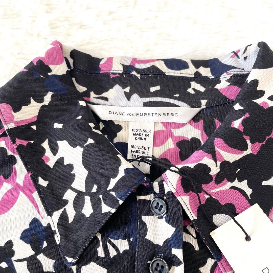 日本未入荷 大きめサイズ【DIANEvonFURSTENBERG】花柄ワンピース シルク 8 ワンピース