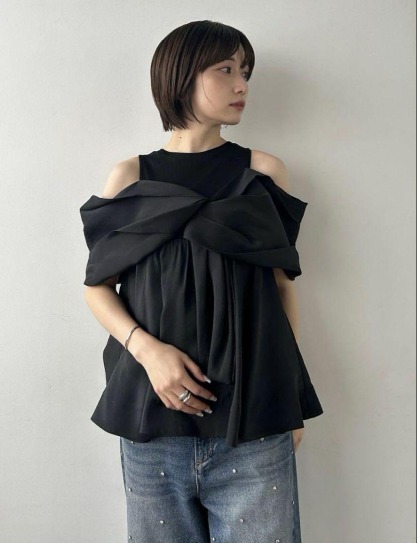 FRAY I.D 完売品カットコンビペプラムトップスブラウス カーキー